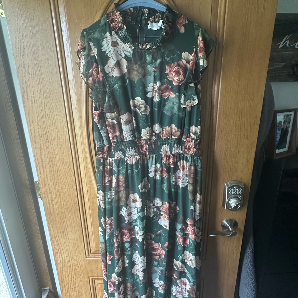 Baltic Born Green and Pink Floral Maxi Dress